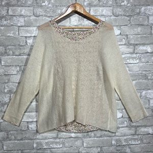 Women's Medium Oversized Layered Sweater Set. Loose Knit w Floral Tank Included